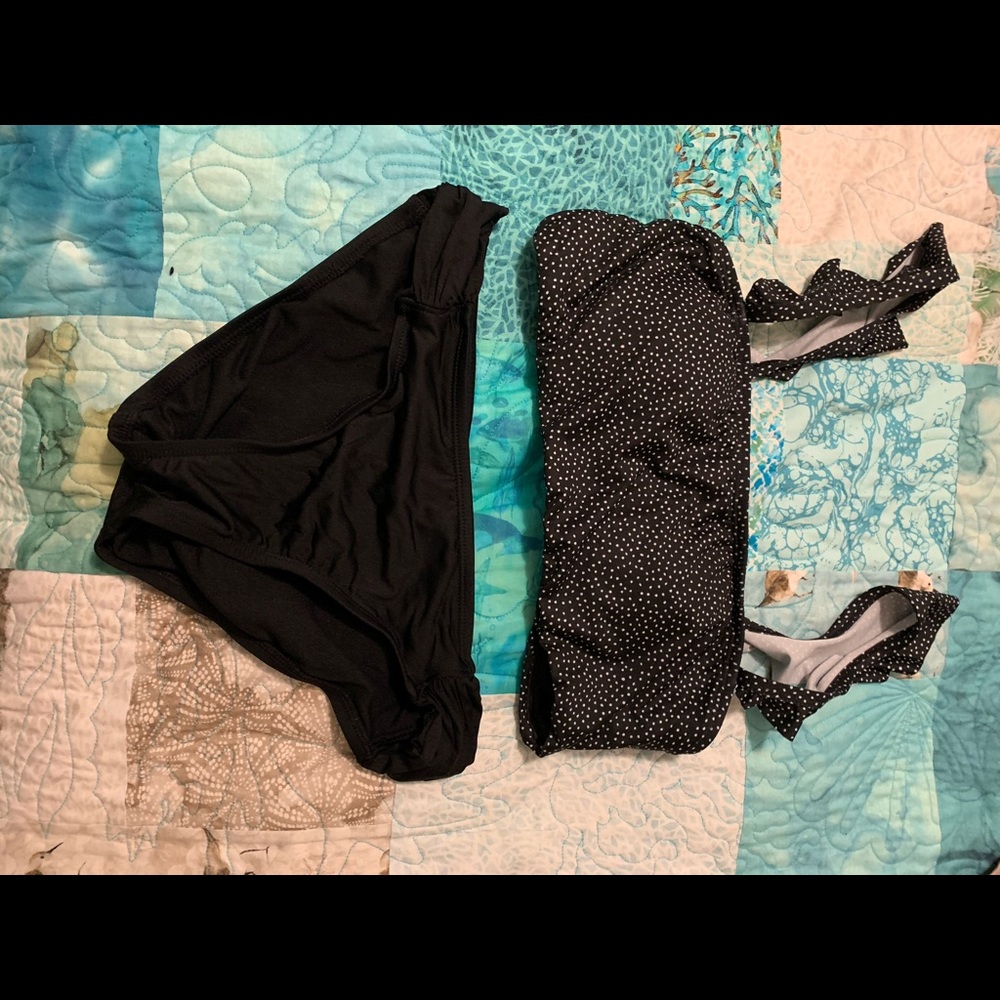 Black and white polka dot swimsuit. Never worn